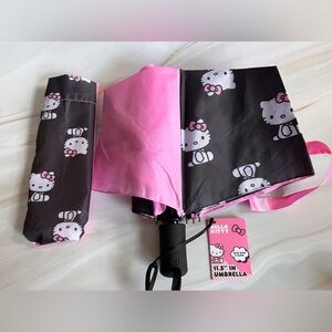 Sanrio Hello Kitty Pink and Black Printed Umbrella Auto Open Close 11.5 Inch